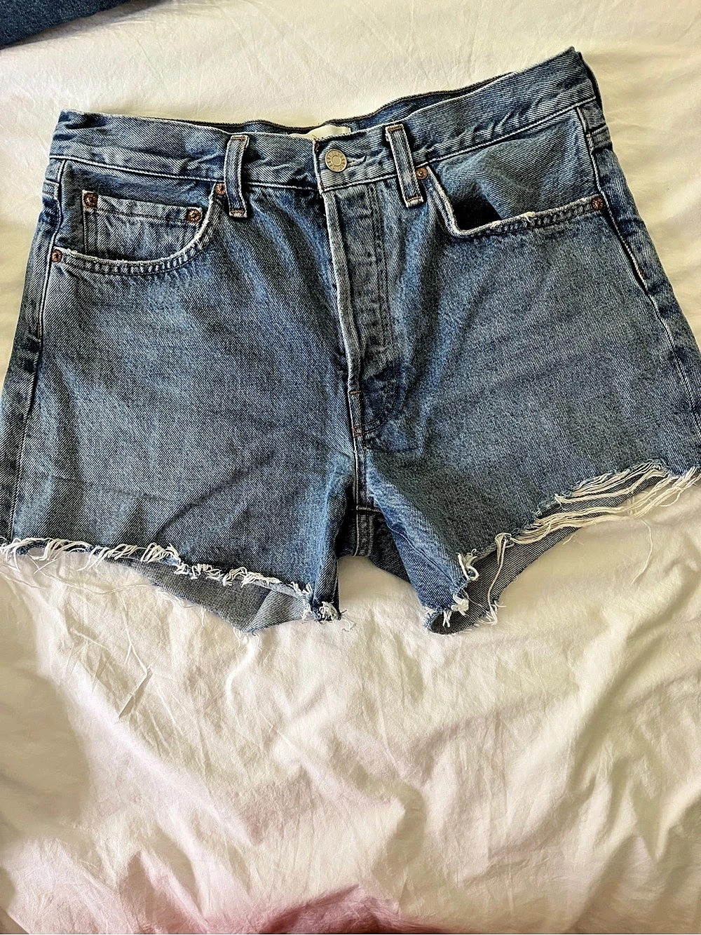 Agolde Women's Blue Parker Long Denim Shorts | 28